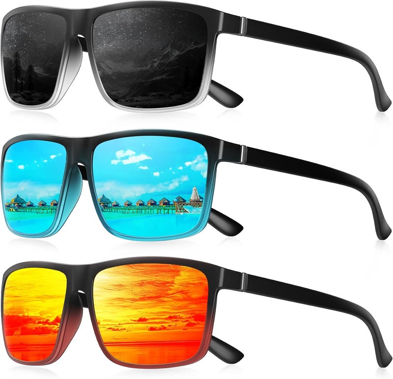 QALLY Store Polarized Sunglasses for Men Rectangular Frame Men's Polarized Sunglasses Sports Sunglasses with UV400 Protection - Image 1
